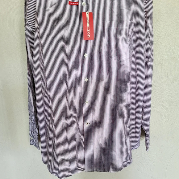 Izod Lightweight Poplin Button Down Striped Shirt Size Men's XXL NEW with Tags - Picture 4 of 10